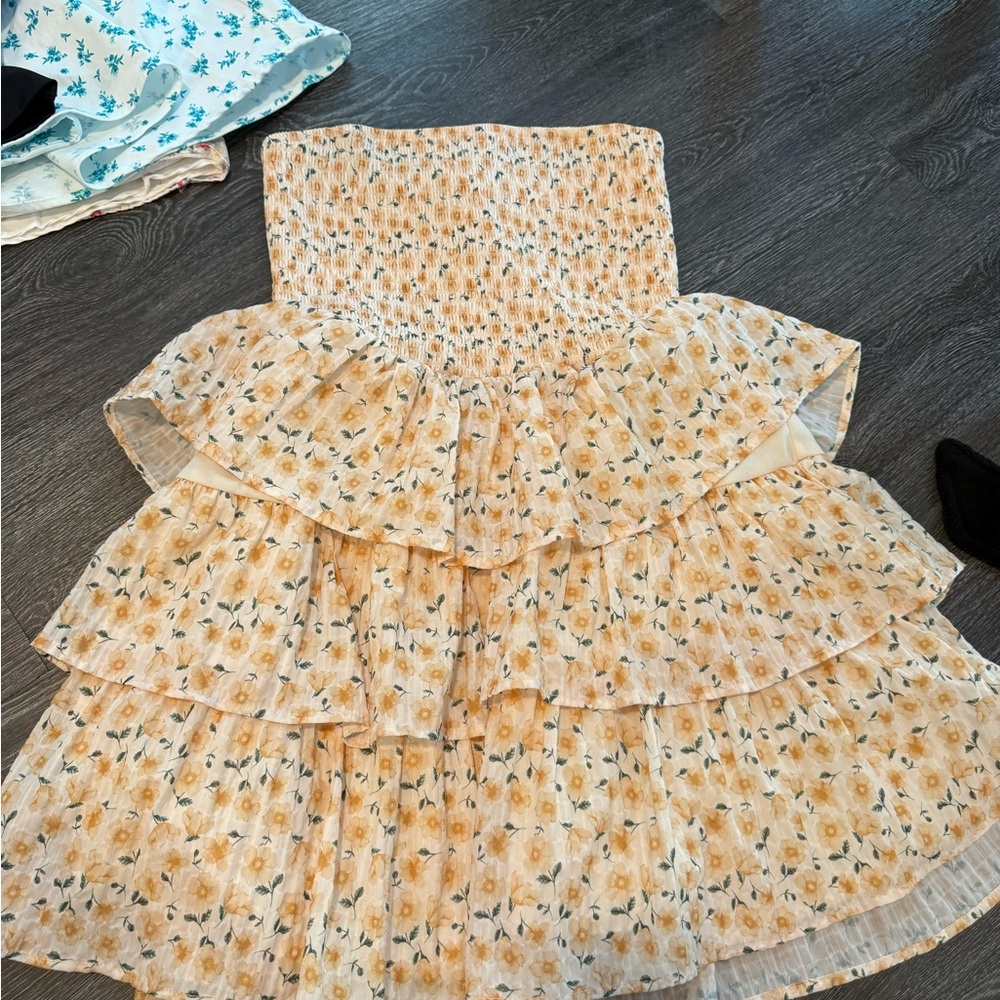 Windsor Floral Mini Dress - Cream and Yellow